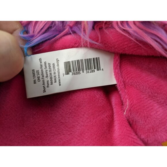 Rave + Roar Y2K Bunny Series EDM Rainbow Multicolor Pom Poms Fuzzy Hat Winter - Picture 9 of 14